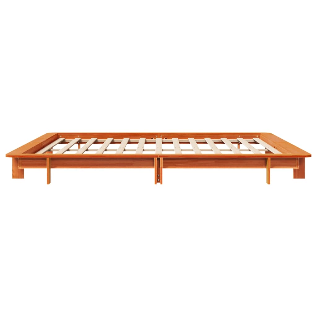 Cadre de lit sans matelas cire marron 160x200cm bois pin massif