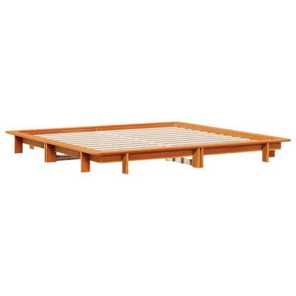 Cadre de lit sans matelas cire marron 160x200cm bois pin massif