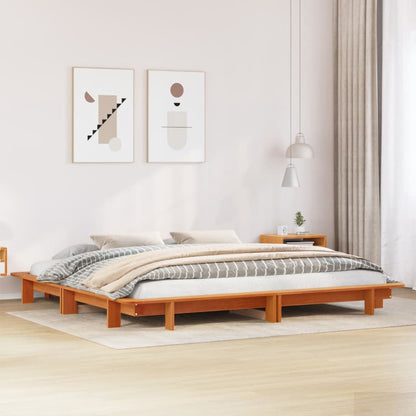 Cadre de lit sans matelas cire marron 160x200cm bois pin massif