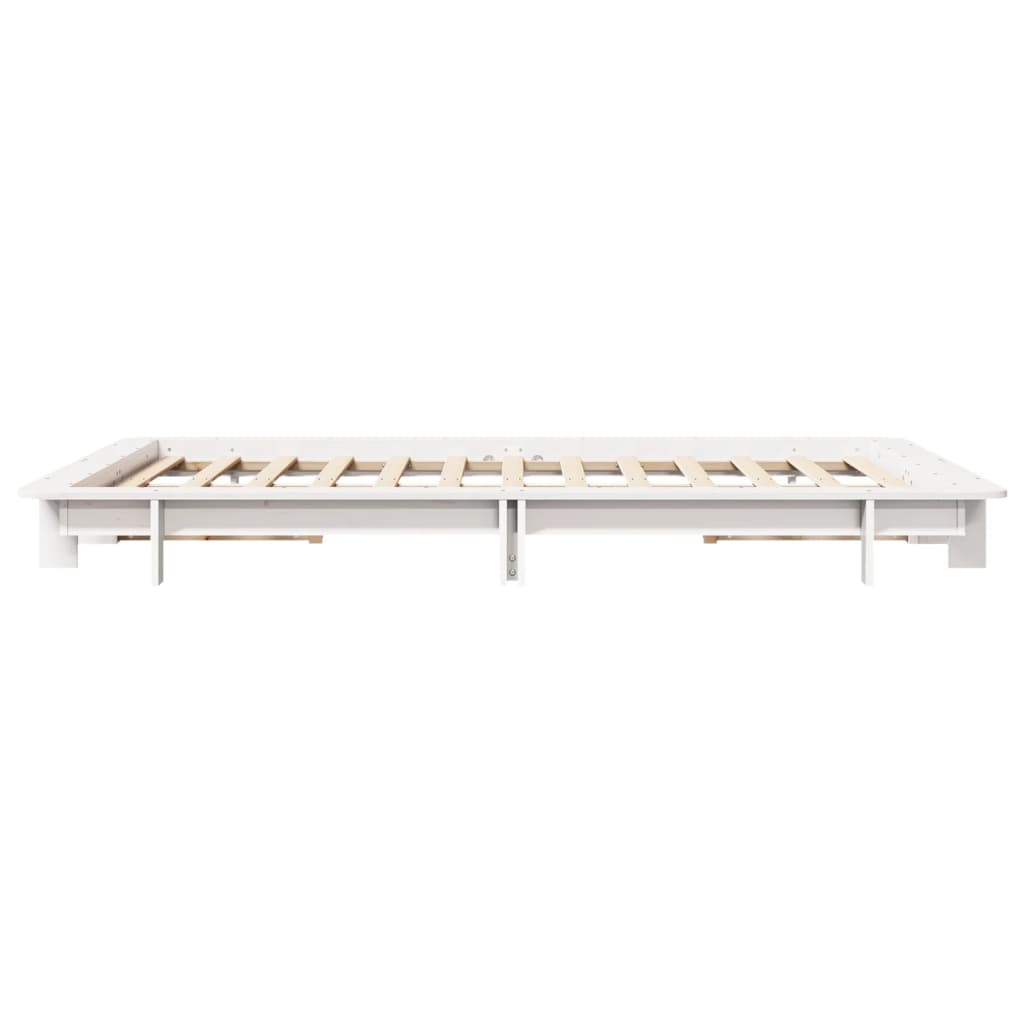 Cadre de lit sans matelas blanc 150x200 cm bois de pin massif