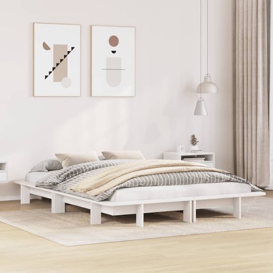 Cadre de lit sans matelas blanc 150x200 cm bois de pin massif