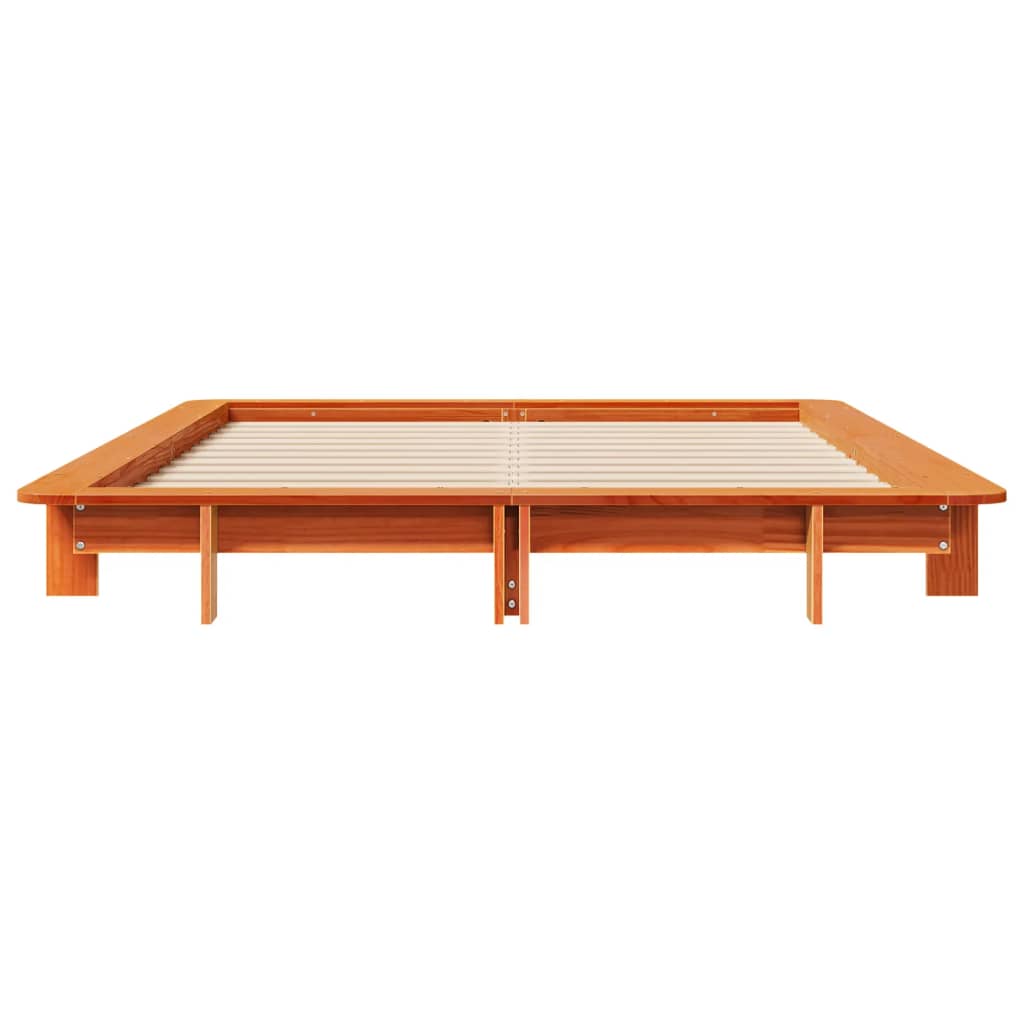 Cadre de lit sans matelas cire marron 150x200cm bois pin massif