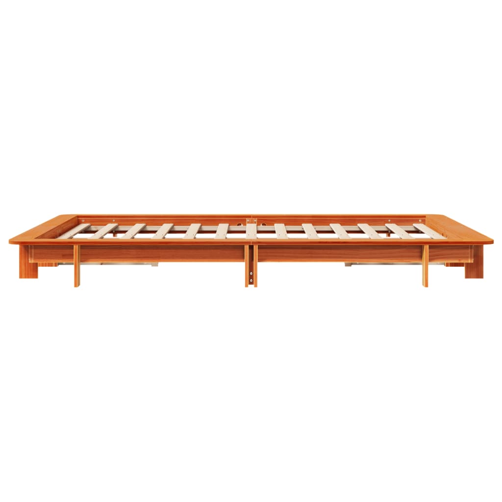 Cadre de lit sans matelas cire marron 150x200cm bois pin massif