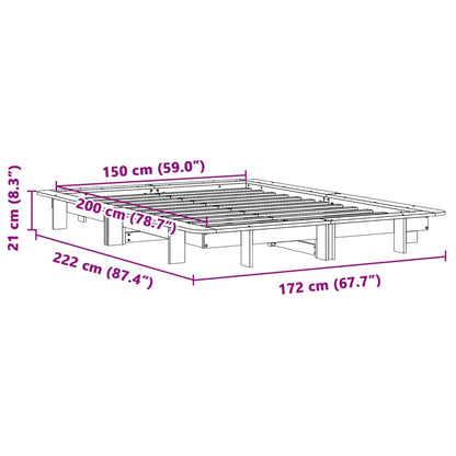 Cadre de lit sans matelas cire marron 150x200cm bois pin massif