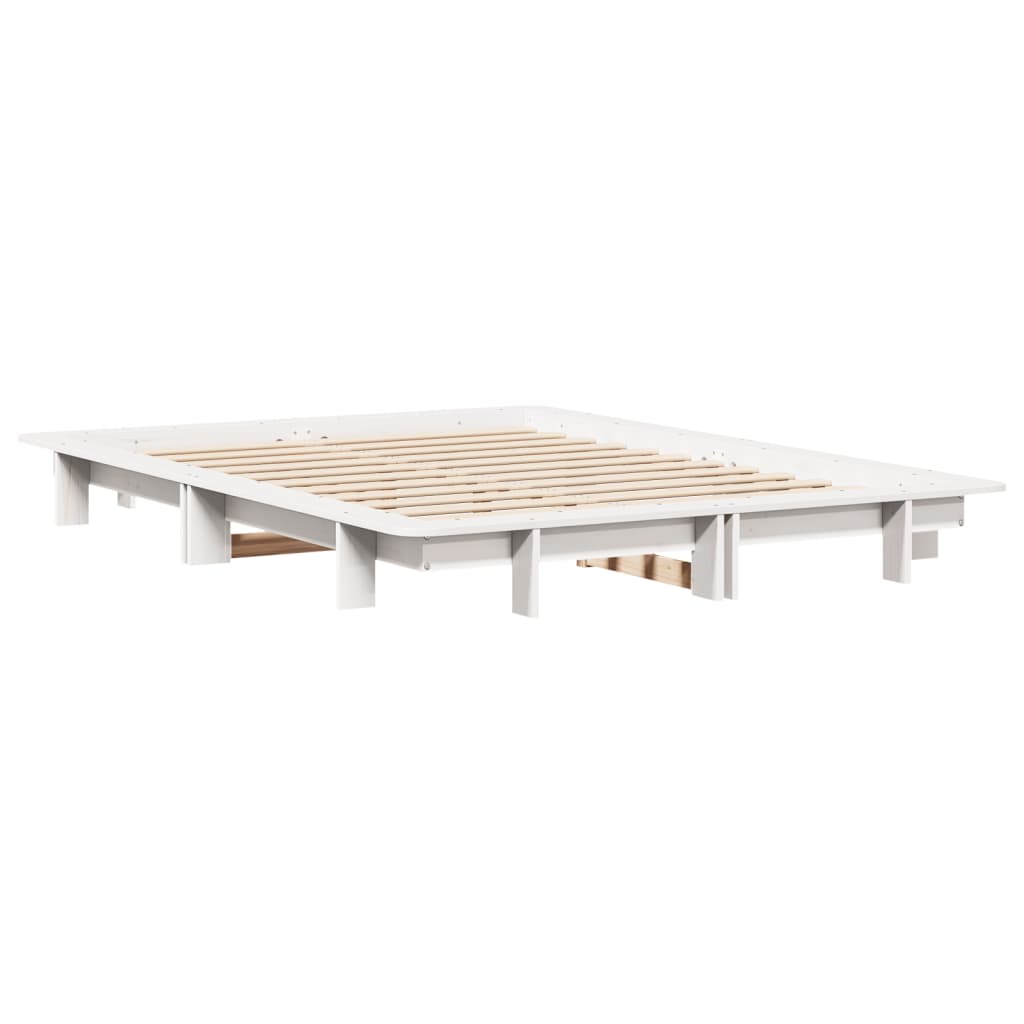 Cadre de lit sans matelas blanc 140x200 cm bois de pin massif