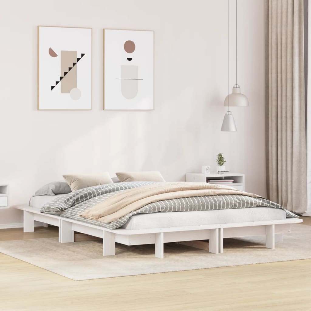 Cadre de lit sans matelas blanc 140x200 cm bois de pin massif