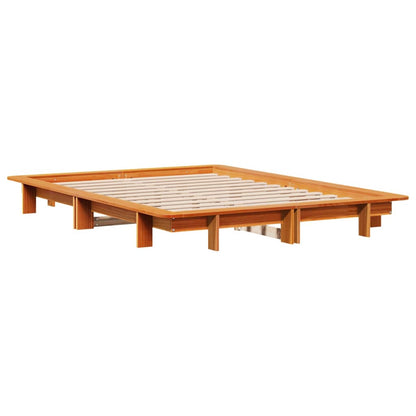 Cadre de lit sans matelas cire marron 120x200cm bois pin massif