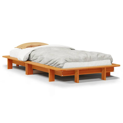 Cadre de lit sans matelas cire marron 100x200cm bois pin massif