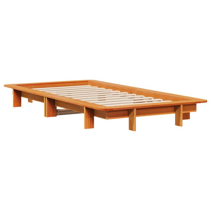 Cadre de lit sans matelas cire marron 100x200cm bois pin massif