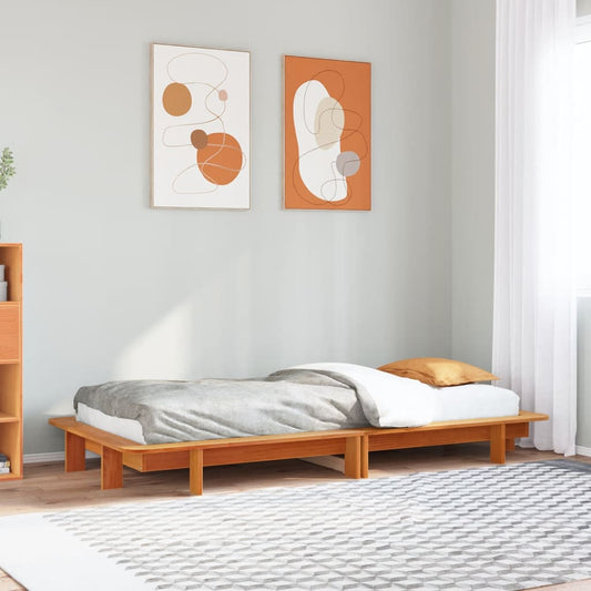 Cadre de lit sans matelas cire marron 100x200cm bois pin massif