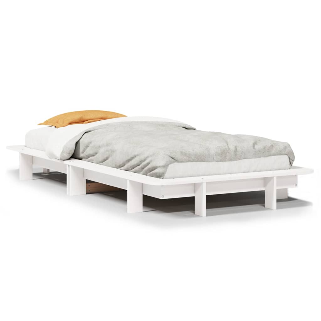 Cadre de lit sans matelas blanc 90x200 cm bois de pin massif