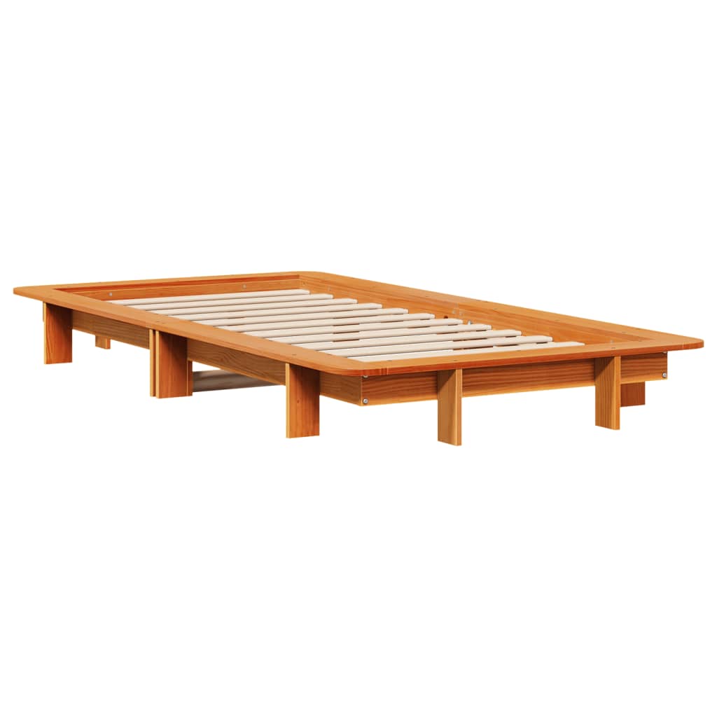 Cadre de lit sans matelas cire marron 90x200 cm bois pin massif