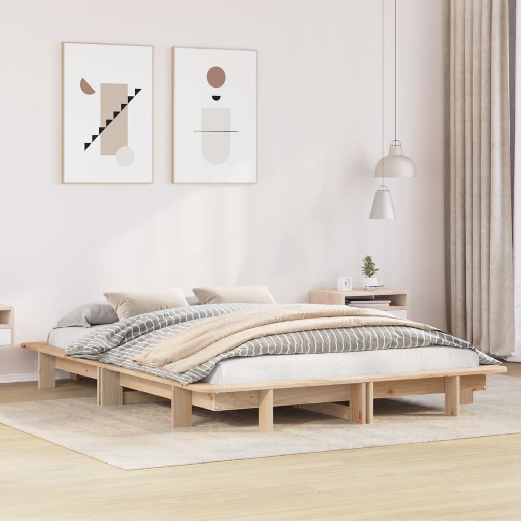 Cadre de lit sans matelas 140x190 cm bois de pin massif