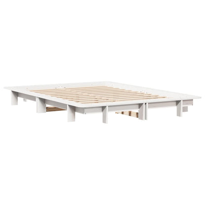 Cadre de lit sans matelas blanc 140x190 cm bois de pin massif