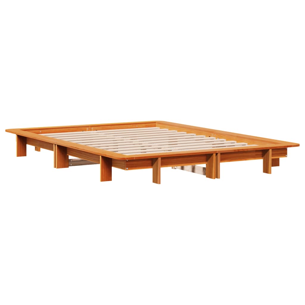 Cadre de lit sans matelas cire marron 140x190cm bois pin massif