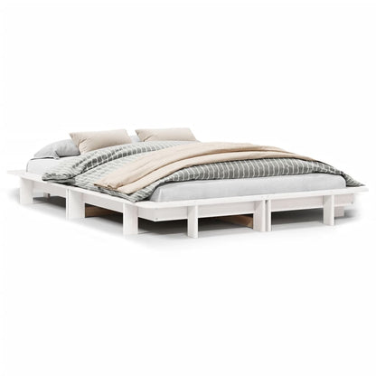 Cadre de lit sans matelas blanc 135x190 cm bois de pin massif