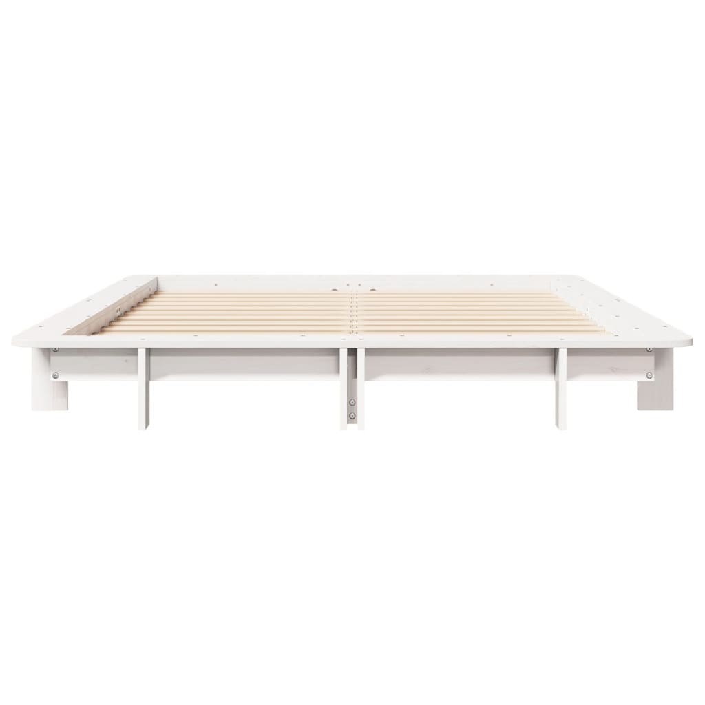 Cadre de lit sans matelas blanc 135x190 cm bois de pin massif