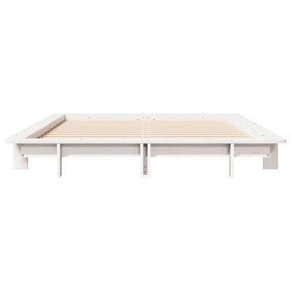 Cadre de lit sans matelas blanc 135x190 cm bois de pin massif