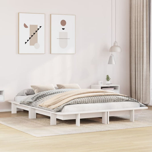 Cadre de lit sans matelas blanc 135x190 cm bois de pin massif