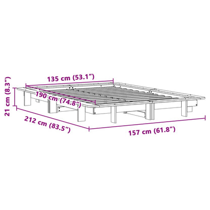 Cadre de lit sans matelas cire marron 135x190cm bois pin massif