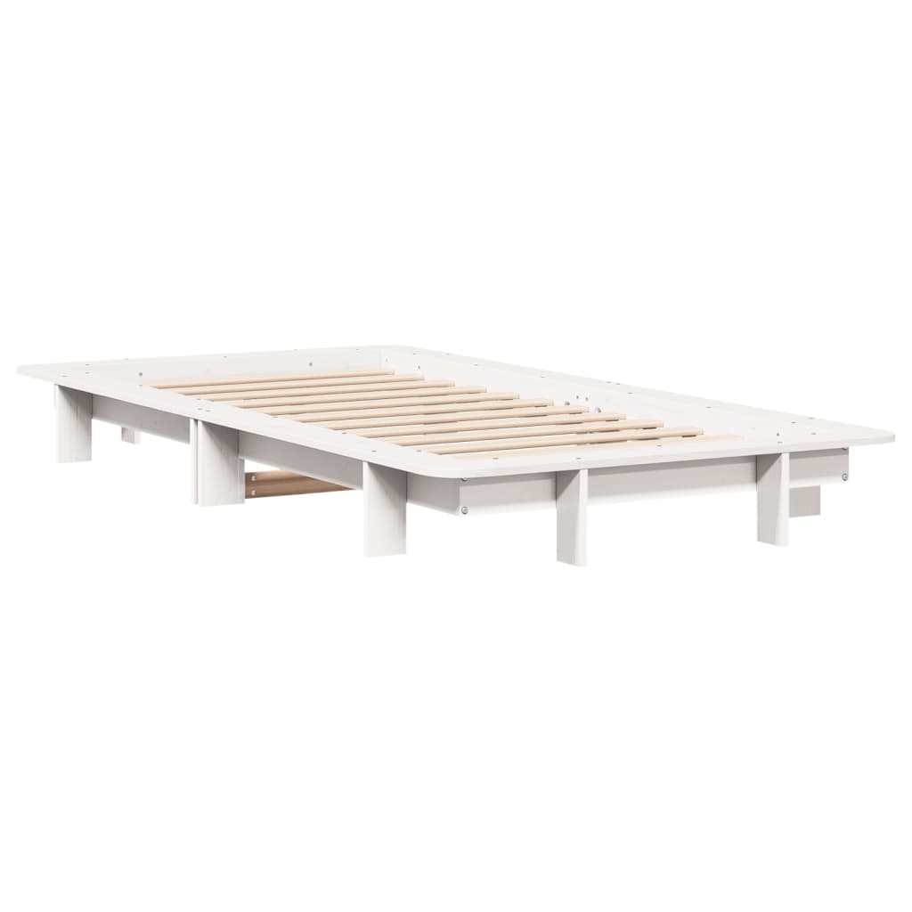 Cadre de lit sans matelas blanc 75x190 cm bois de pin massif