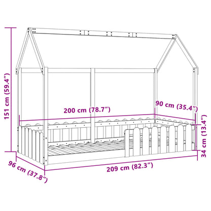 Cadre de lit d'enfants forme de maison sans matelas pin massif