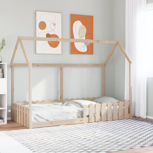 Cadre de lit d'enfants forme de maison sans matelas pin massif