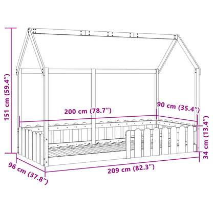 Cadre de lit d'enfants forme de maison sans matelas 90x200 cm