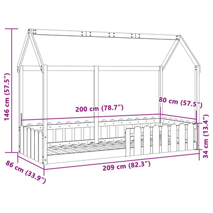 Cadre de lit d'enfants forme de maison sans matelas 80x200 cm