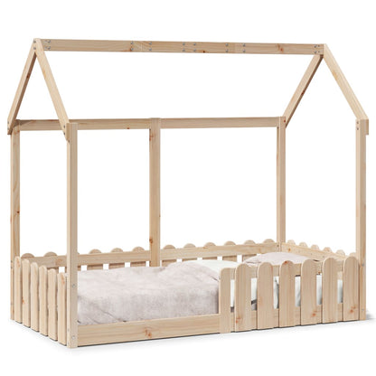 Cadre de lit d'enfants forme de maison sans matelas pin massif