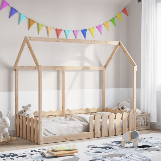 Cadre de lit d'enfants forme de maison sans matelas pin massif