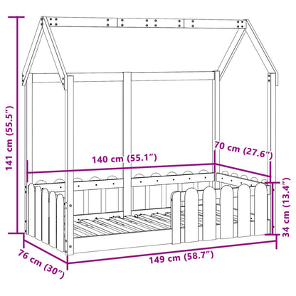 Cadre de lit d'enfants forme de maison sans matelas 70x140 cm