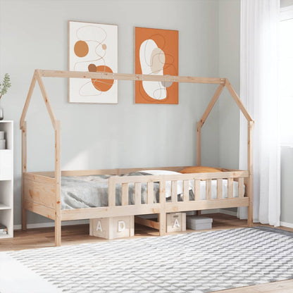 Cadre de lit d'enfants forme de maison sans matelas pin