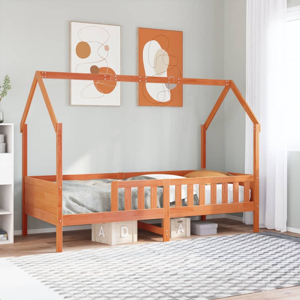 Cadre de lit d'enfants forme de maison sans matelas pin