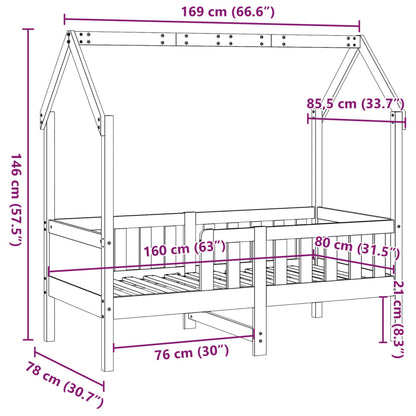 Cadre de lit d'enfants forme de maison sans matelas pin