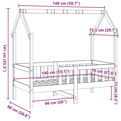 Cadre de lit d'enfants forme de maison sans matelas pin