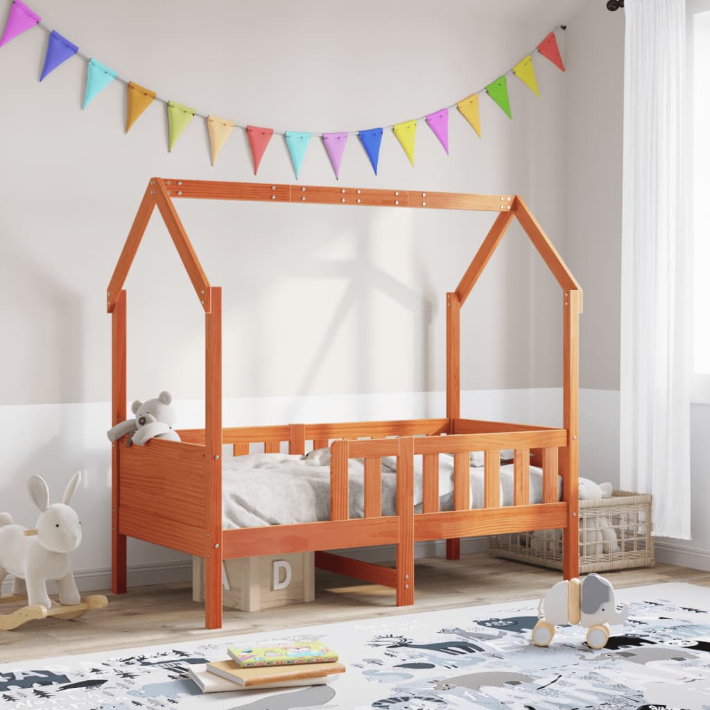 Cadre de lit d'enfants forme de maison sans matelas pin