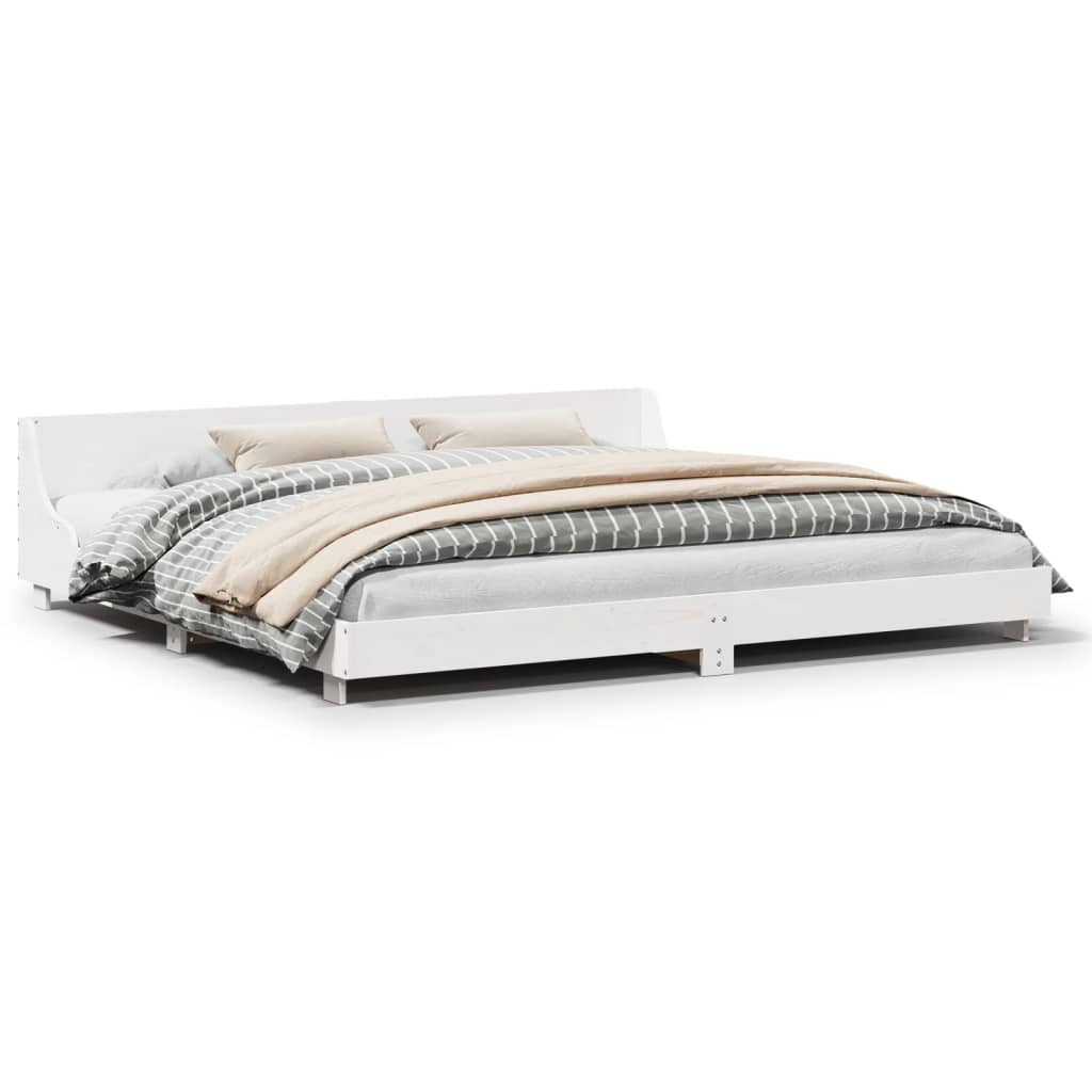 Cadre de lit sans matelas blanc 180x200 cm bois massif de pin