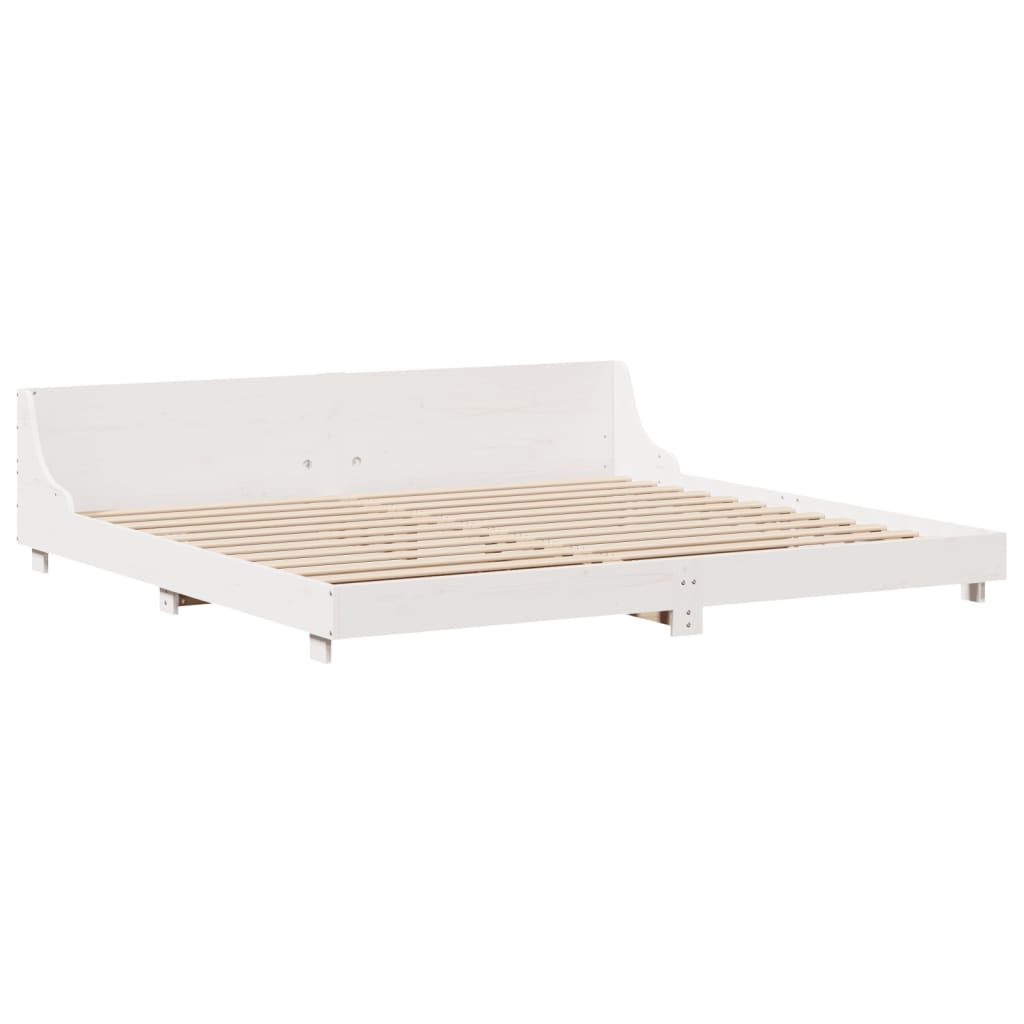 Cadre de lit sans matelas blanc 180x200 cm bois massif de pin