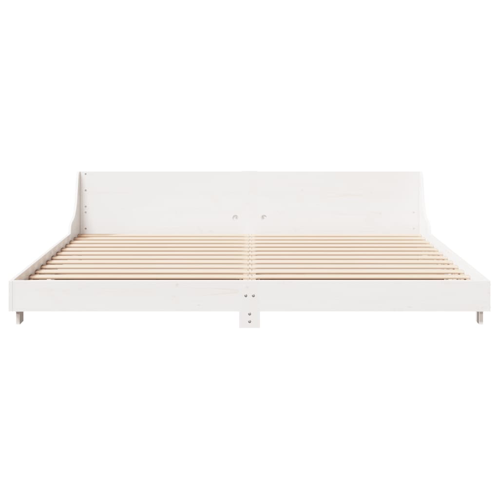 Cadre de lit sans matelas blanc 180x200 cm bois massif de pin