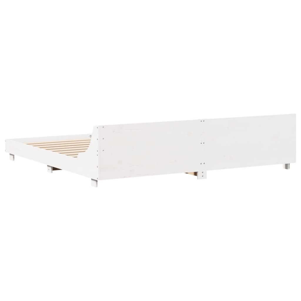 Cadre de lit sans matelas blanc 180x200 cm bois massif de pin