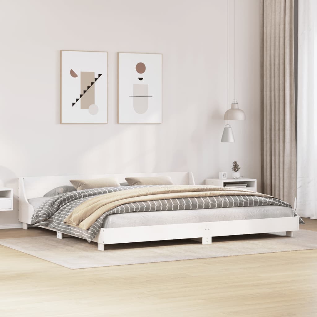 Cadre de lit sans matelas blanc 180x200 cm bois massif de pin