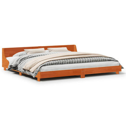 Cadre de lit sans matelas cire marron 180x200cm bois pin massif