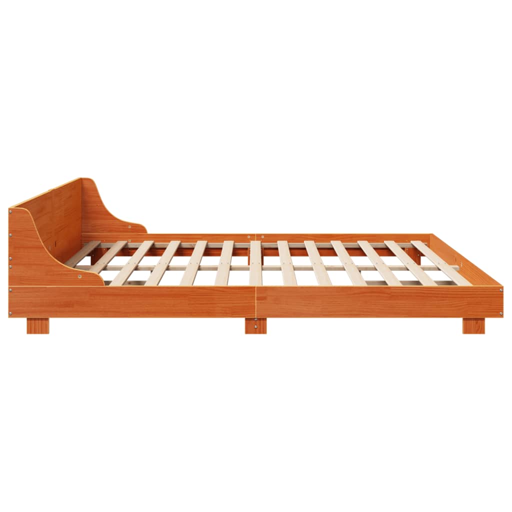 Cadre de lit sans matelas cire marron 180x200cm bois pin massif