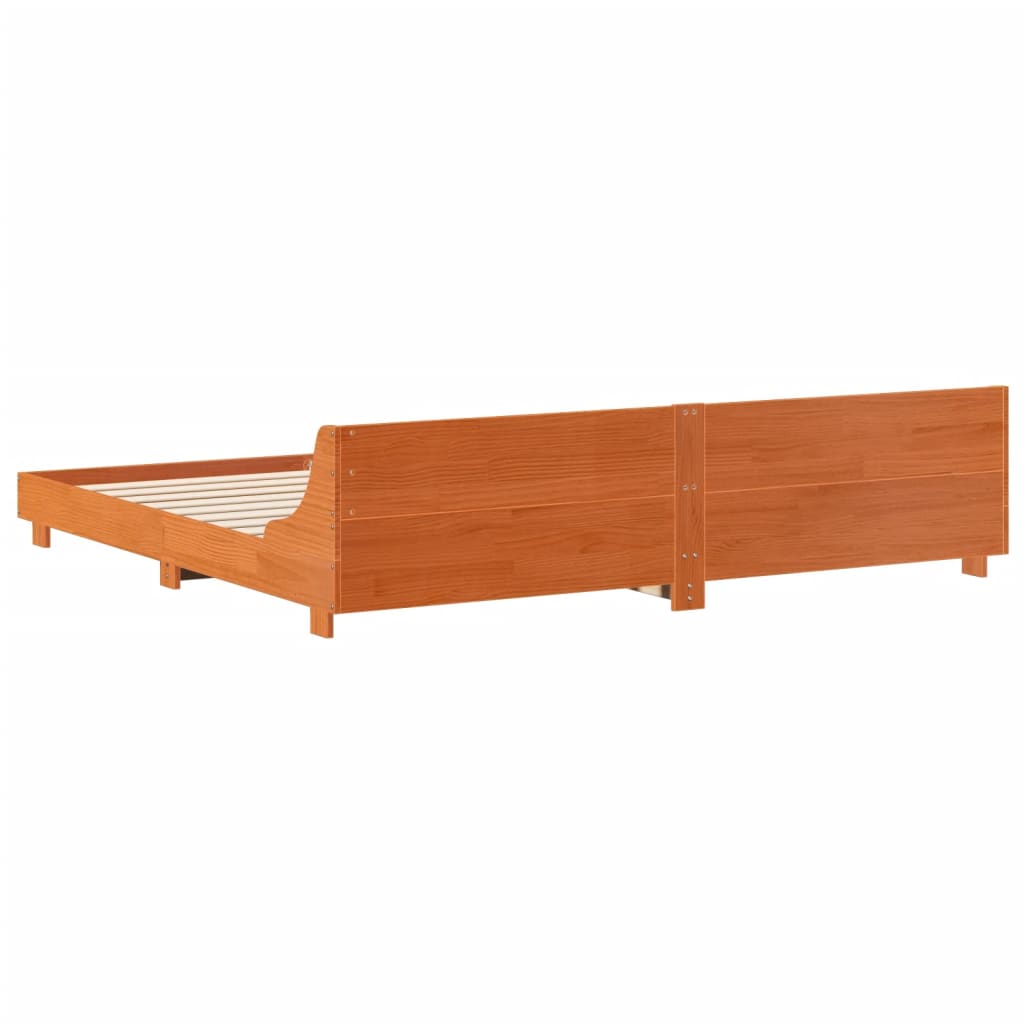 Cadre de lit sans matelas cire marron 180x200cm bois pin massif