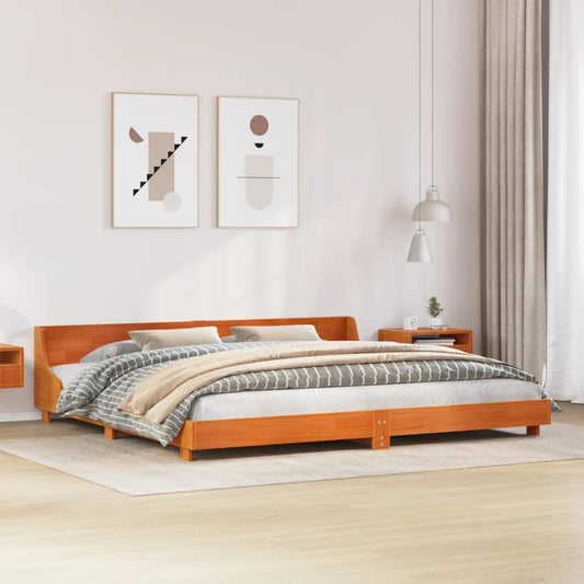 Cadre de lit sans matelas cire marron 180x200cm bois pin massif