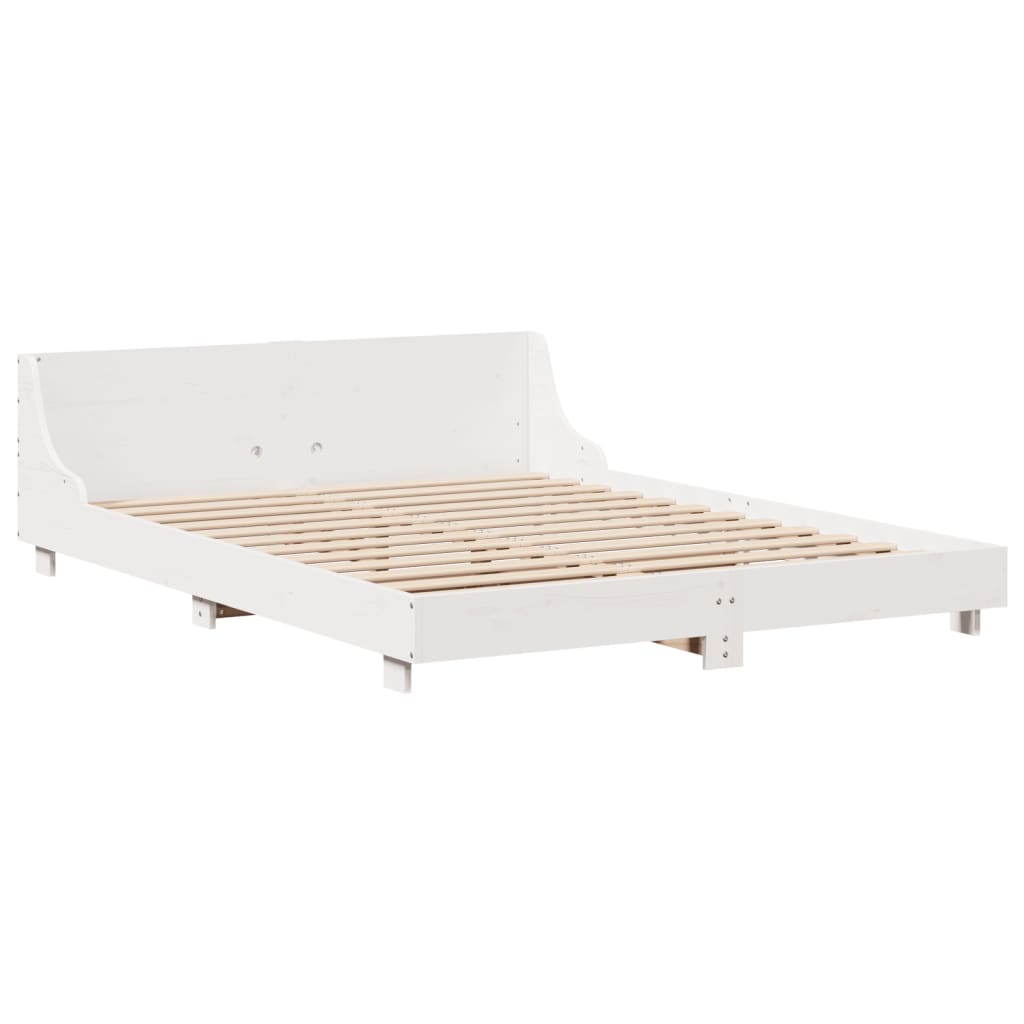 Cadre de lit sans matelas blanc 160x200 cm bois de pin massif