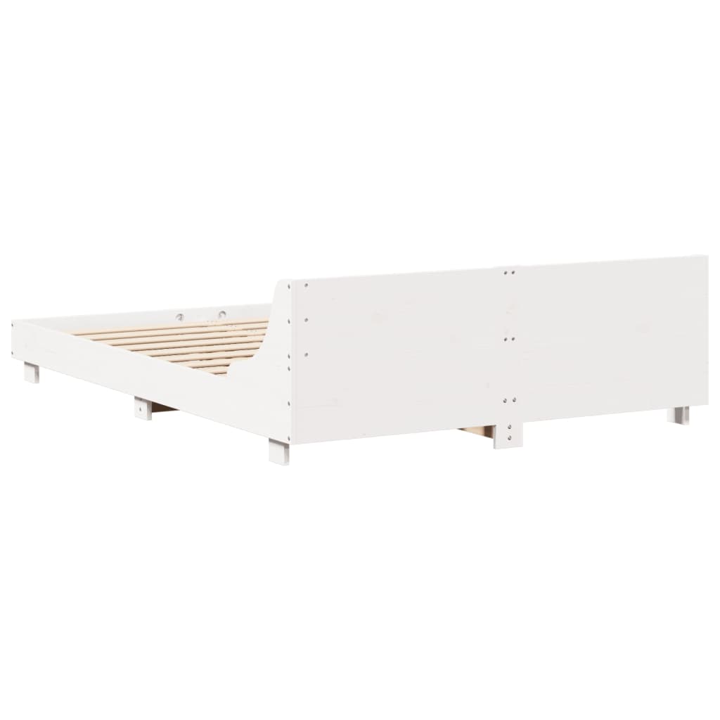 Cadre de lit sans matelas blanc 160x200 cm bois de pin massif