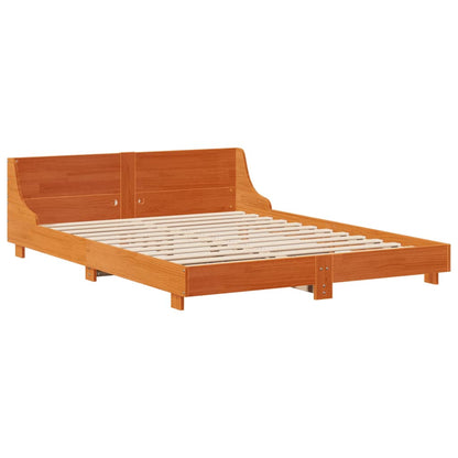 Cadre de lit sans matelas cire marron 160x200cm bois pin massif