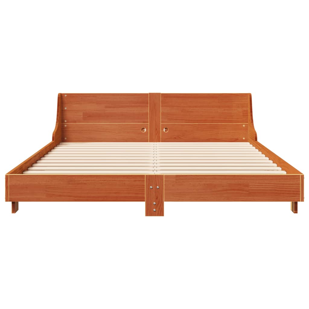 Cadre de lit sans matelas cire marron 160x200cm bois pin massif